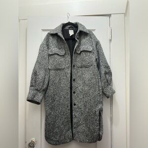 H&M Black and Gray Textured Shirt Jacket